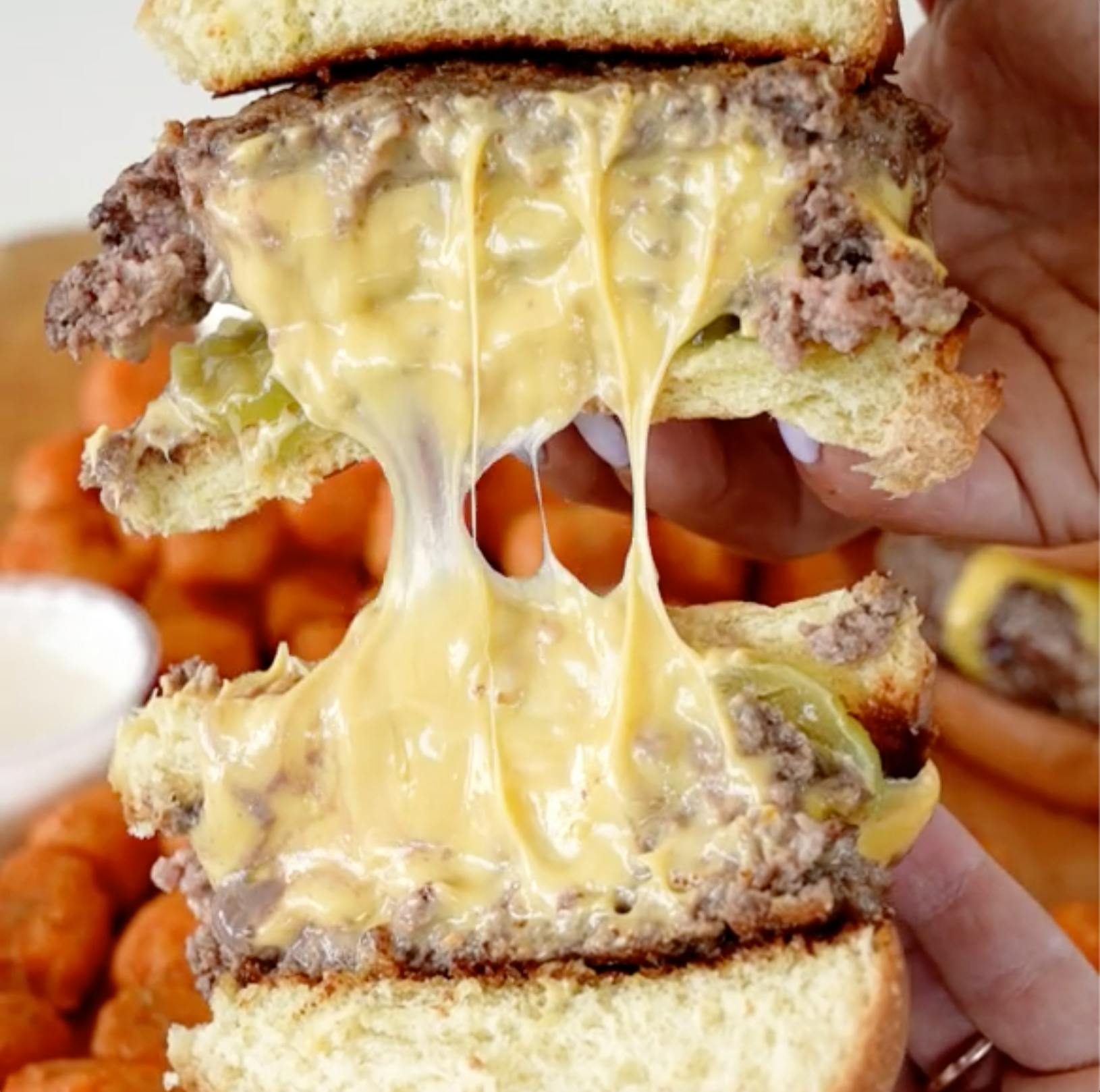 Classic Juicy Lucy Burgers + Sweet Potato Puffs - 4 Pack